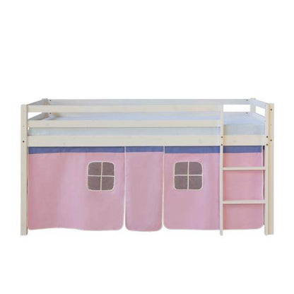 Hochbett Spielbett Kinderbett Leiter Kiefer Vorhang pink 90x200 Jugendbett - Palo24