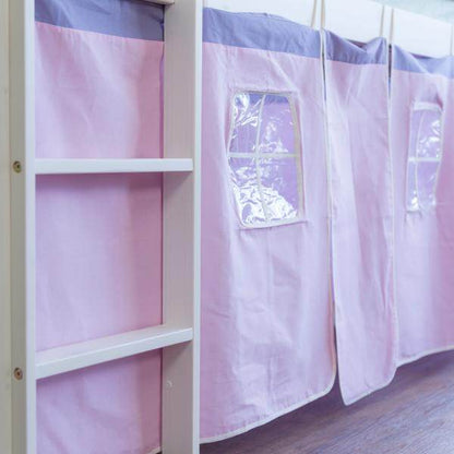 Hochbett Spielbett Kinderbett Leiter Kiefer Vorhang pink 90x200 Jugendbett - Palo24