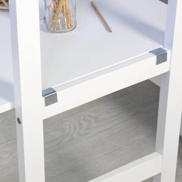 Kinderbett Hochbett 90x200 weiss Schreibtisch Etagenbett + Sitzkissen blau - Palo24
