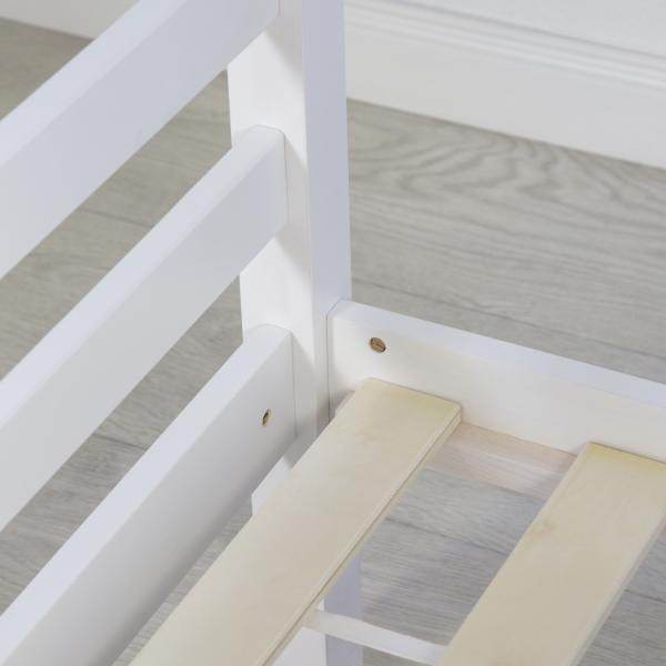 Kinderbett Hochbett 90x200 weiss Schreibtisch Etagenbett + Sitzkissen blau - Palo24