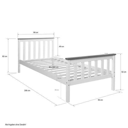 Jugendbett Einzelbett Bettgestell 90x200 weiss Tagesbett Holzbett - Palo24