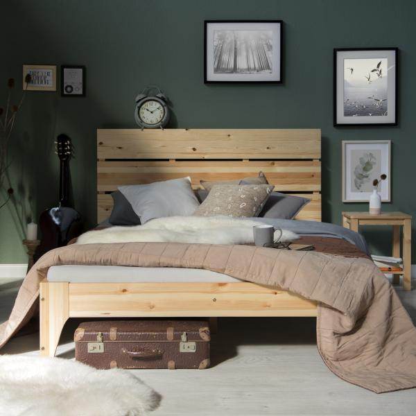 Doppelbett Holzbett Bettgestell Futonbett 140x200 natur Kiefer - Palo24