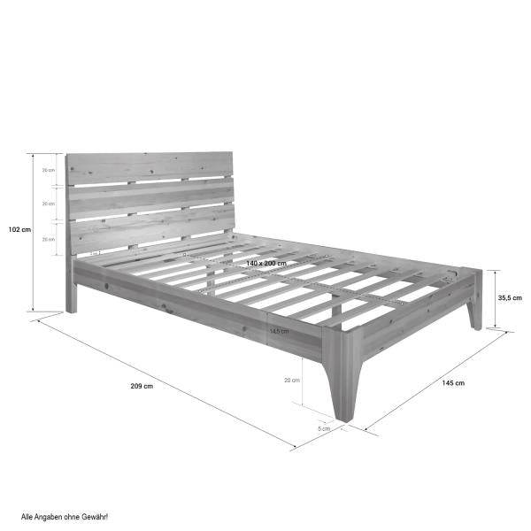 Doppelbett Holzbett Bettgestell Futonbett 140x200 natur Kiefer - Palo24