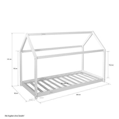 Kinderbett Kinderhaus Spielbett Hausbett Holzbett weiss 90 x 200cm - Palo24