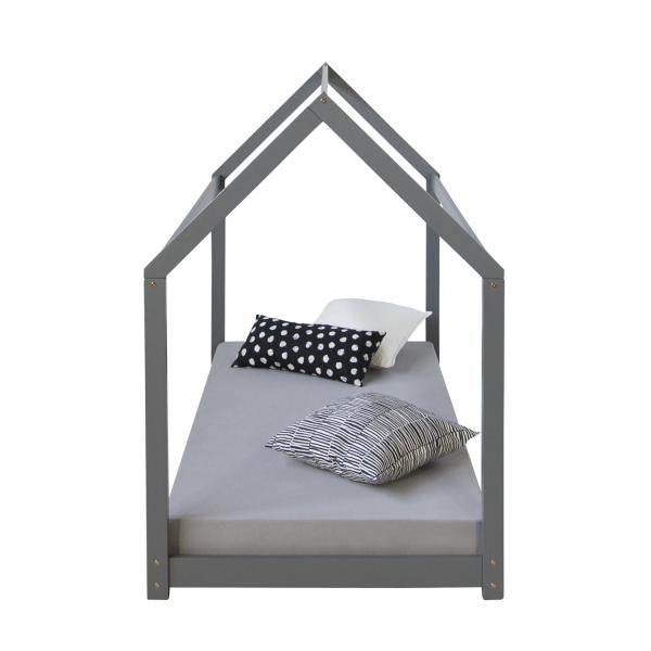 Kinderbett Kinderhaus Spielbett Hausbett Holzbett grau 90 x 200cm - Palo24