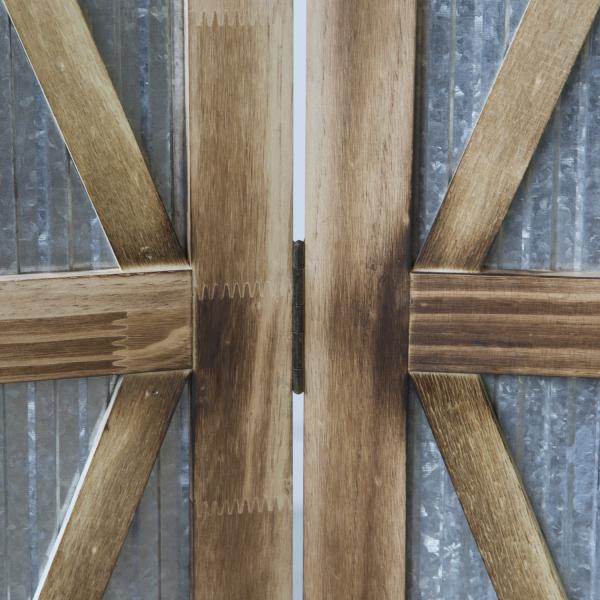 3 fach Paravent Raumteiler Holz Metall braun - Palo24