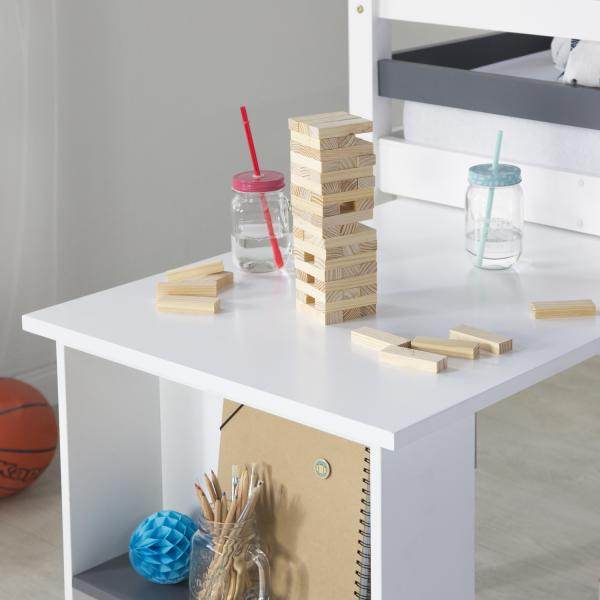 Hochbett Kinderbett 90x200 Weiss Schreibtisch Funktionsbett Jugendbett - Palo24