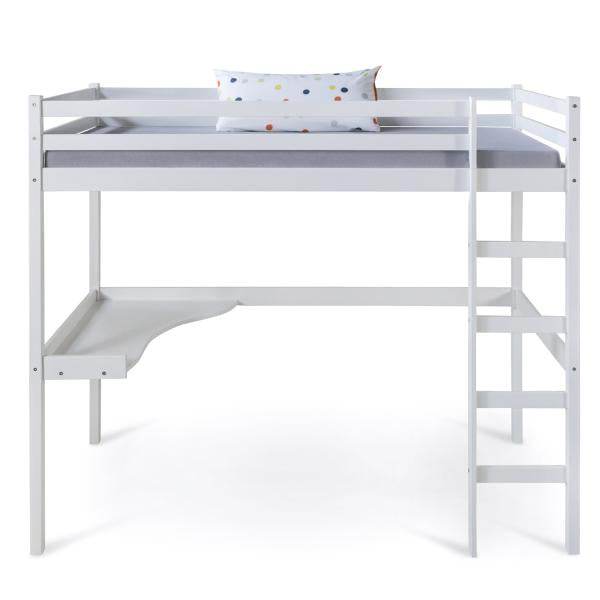 Hochbett Kinderbett 90x200 weiss Schreibtisch Spielbett - Palo24