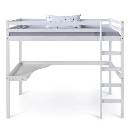 Hochbett Kinderbett 90x200 weiss Schreibtisch Spielbett - Palo24