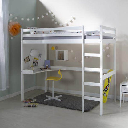 Hochbett Kinderbett 90x200 weiss Schreibtisch Spielbett - Palo24