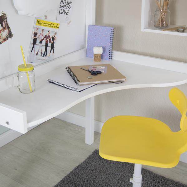 Hochbett Kinderbett 90x200 weiss Schreibtisch Spielbett - Palo24