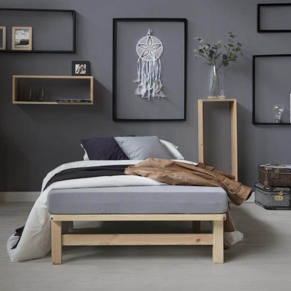Palettenbett 90x200 cm Massivholzbett Palettenmöbel Bett Holzbett Futonbett - Palo24