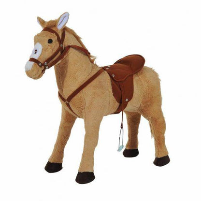 Reitpferd Stehpferd Kinderpferd Plüschpferd Reiten ohne Schaukelkufen Beige - Palo24