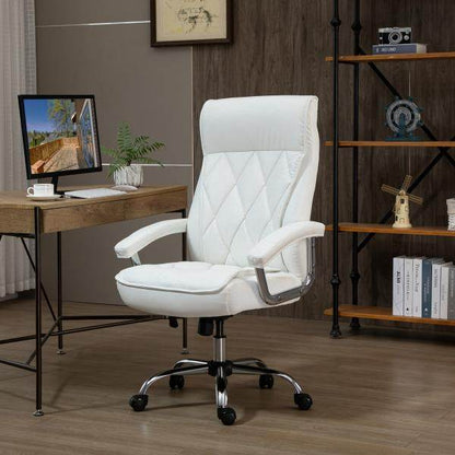 Bürostuhl Drehstuhl mit Wippenfunktion modern PU-Leder Weiss - Palo24