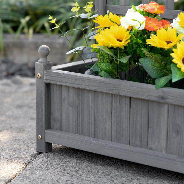 Pflanzkasten mit Rankgitter Blumenkasten Rankkasten Hellgrau - Palo24