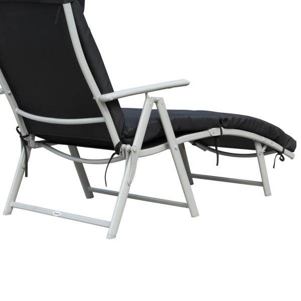 Sonnenliege Strandliege Gartenliege 7-stufig Verstellbar Klappbar Metall Schwarz - Palo24