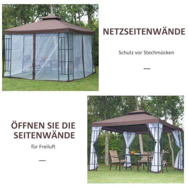 Pavillon Gartenpavillon Partyzelt Gartenzelt Festzelt Doppeldach 3x3m - Palo24