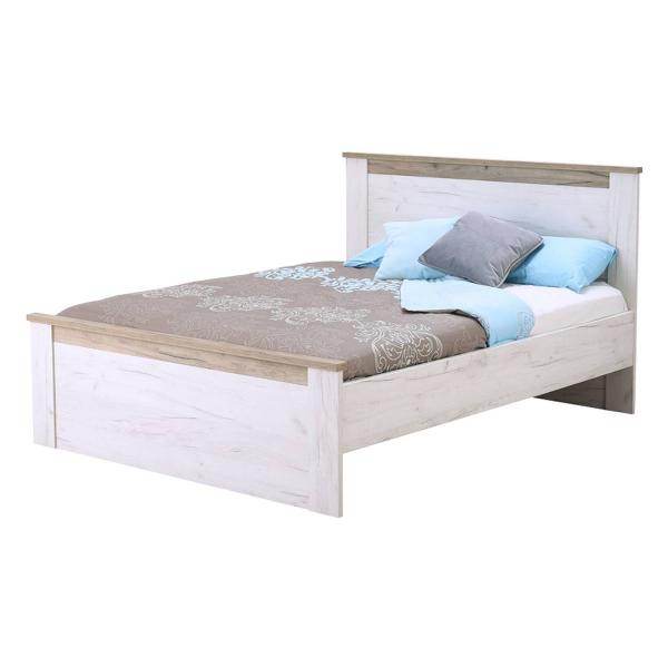Doppelbett Ehebett Holzbett Gästebett 160x200 cm Bett Eiche Weiss Grau Vintage - Palo24