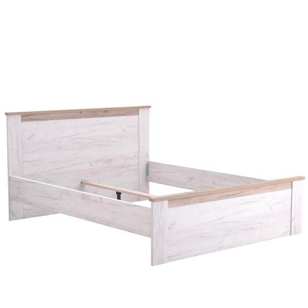 Doppelbett Ehebett Holzbett Gästebett 160x200 cm Bett Eiche Weiss Grau Vintage - Palo24