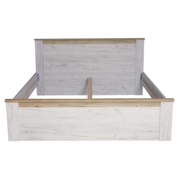 Doppelbett Ehebett Holzbett Gästebett 160x200 cm Bett Eiche Weiss Grau Vintage - Palo24