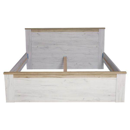 Doppelbett Ehebett Holzbett Gästebett 160x200 cm Bett Eiche Weiss Grau Vintage - Palo24