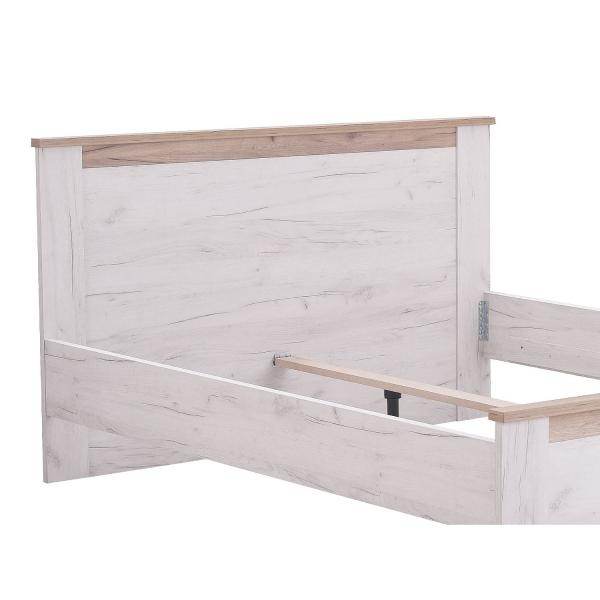 Doppelbett Ehebett Holzbett Gästebett 160x200 cm Bett Eiche Weiss Grau Vintage - Palo24