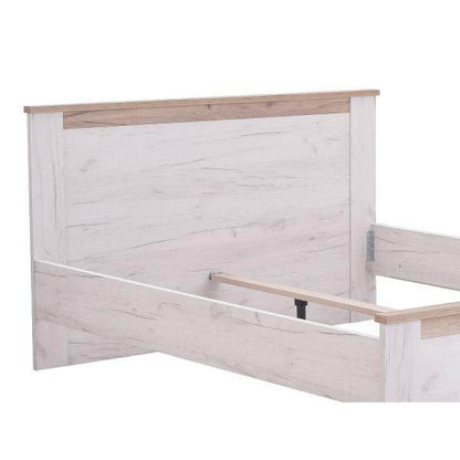 Doppelbett Ehebett Holzbett Gästebett 160x200 cm Bett Eiche Weiss Grau Vintage - Palo24