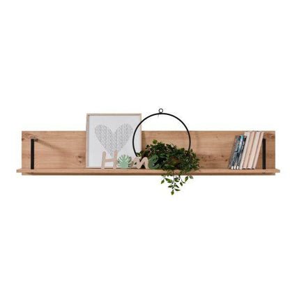 Wandregal Hängeregal Holzregal Metall Schwarz Natur Industrial Style Küchenregal - Palo24