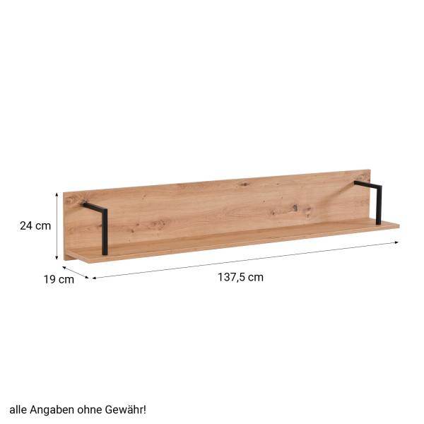 Wandregal Hängeregal Holzregal Metall Schwarz Natur Industrial Style Küchenregal - Palo24