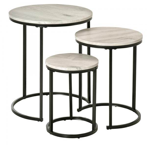 Beistelltisch Schwarz+Grau+Weiss 51 cm x 51 cm x 60 cm - Palo24