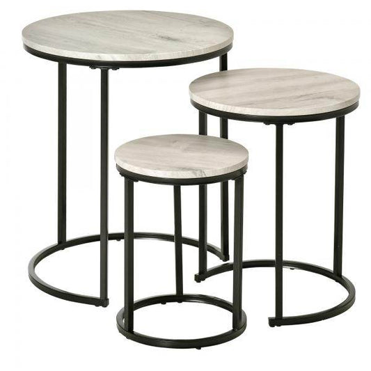 Beistelltisch Schwarz+Grau+Weiss 51 cm x 51 cm x 60 cm - Palo24