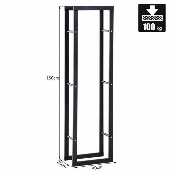 Feuerholzregal Kaminholzablage Kaminholzständer Kaminholzhalter 100kg Stahl Schwarz - Palo24
