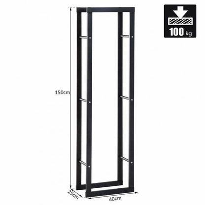 Feuerholzregal Kaminholzablage Kaminholzständer Kaminholzhalter 100kg Stahl Schwarz - Palo24