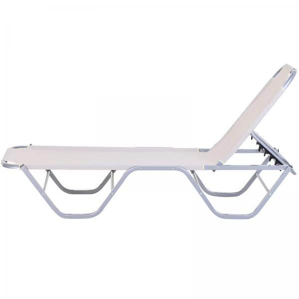 Sonnenliege Strandliege 5-Stufige Gartenliege Relaxliege Alu Oxfordstoff Creme - Palo24