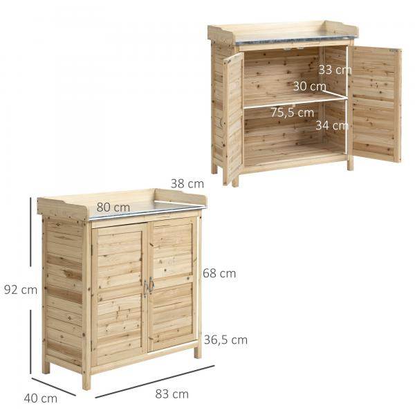 Gartenschrank mit Unterschrank Holz Geräteschrank Geräteschuppen - Palo24