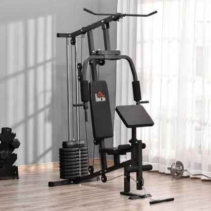 Kraftstation Fitnessstation Multigym inkl. Gewichten Stahl Schwarz - Palo24
