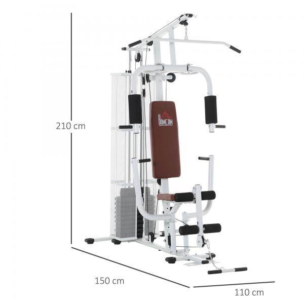 Gym Kraftstation Fitnessstation Multigym Fitnessgerät inkl. Gewichten Metall PU - Palo24