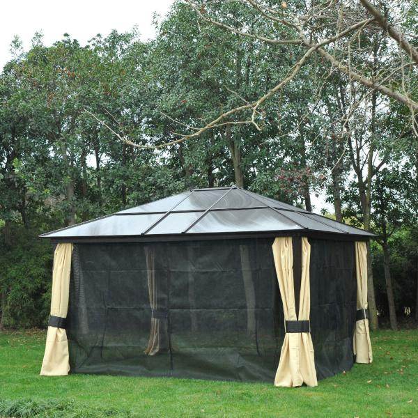 Pavillon Garten Luxus 4,3 x 3,6 m Braun Schwarz - Palo24