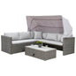 Funktions Lounge Eckgarnitur SAN MARCO mit Faltdach, Metall + Polyrattan grau - Palo24