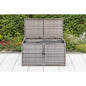 Auflagenbox RIVA, Metall + Polyrattan grau, 120x64cm - Palo24