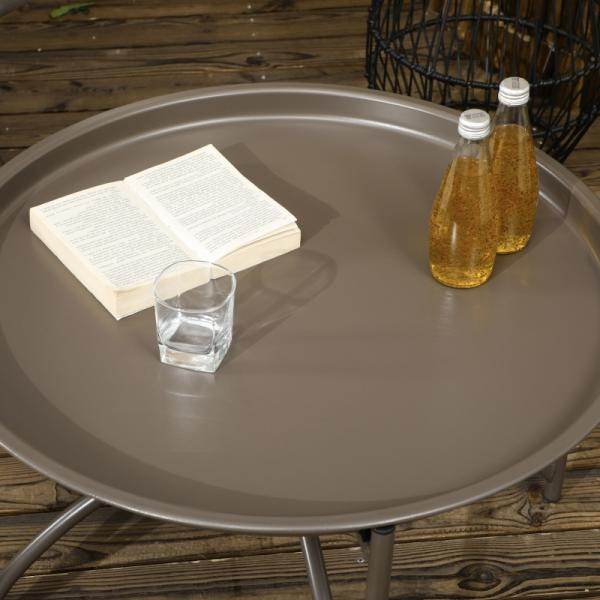 Gartenstuhl-Set, 2-tlg., Hocker/Beistelltisch, gr. Sitzkissen, Stahlrahmen, Farbe: Sand - Palo24