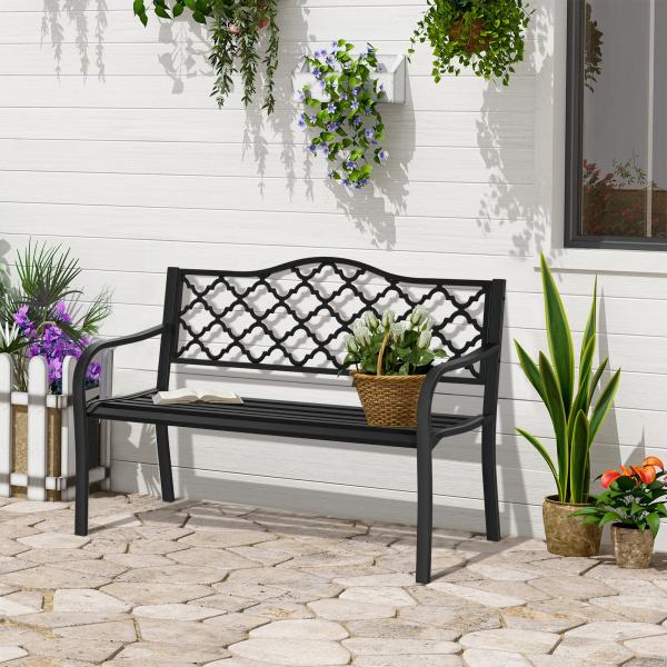 Gartenbank 2-Sitzer aus Metall Schwarz - Palo24