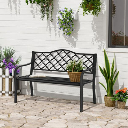 Gartenbank 2-Sitzer aus Metall Schwarz - Palo24
