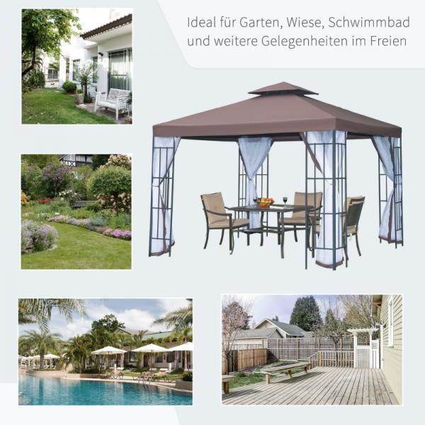 Pavillon Gartenpavillon Partyzelt Gartenzelt Festzelt Doppeldach 3x3m - Palo24