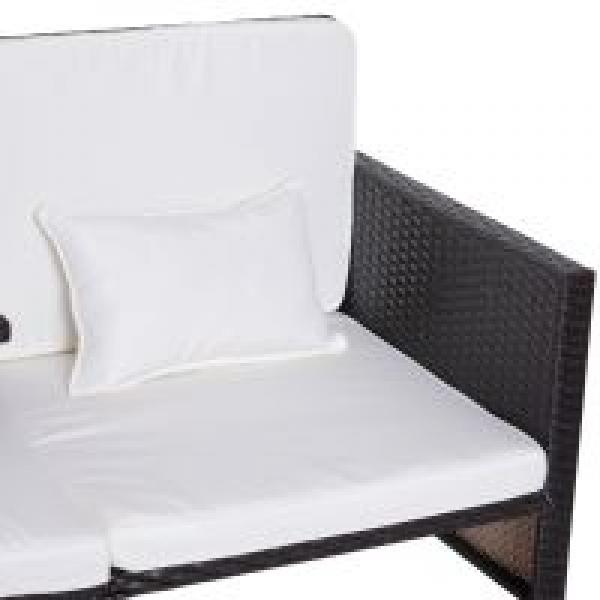 3-tlg. Gartensofa Lounge Gartenset Sitzgruppe Braun Polyrattan + Metall - Palo24