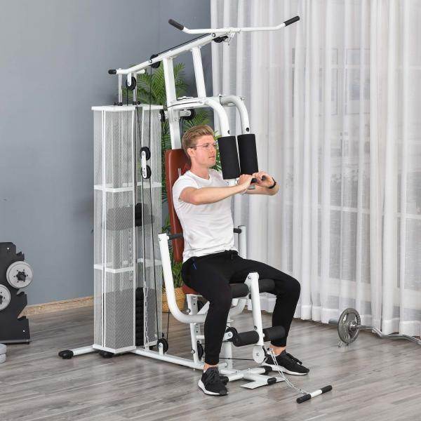 Gym Kraftstation Fitnessstation Multigym Fitnessgerät inkl. Gewichten Metall PU - Palo24