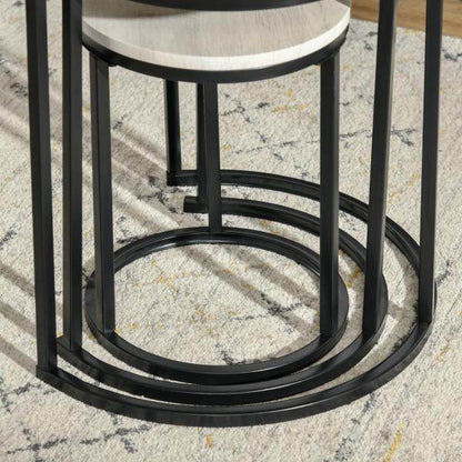 Beistelltisch Schwarz+Grau+Weiss 51 cm x 51 cm x 60 cm - Palo24