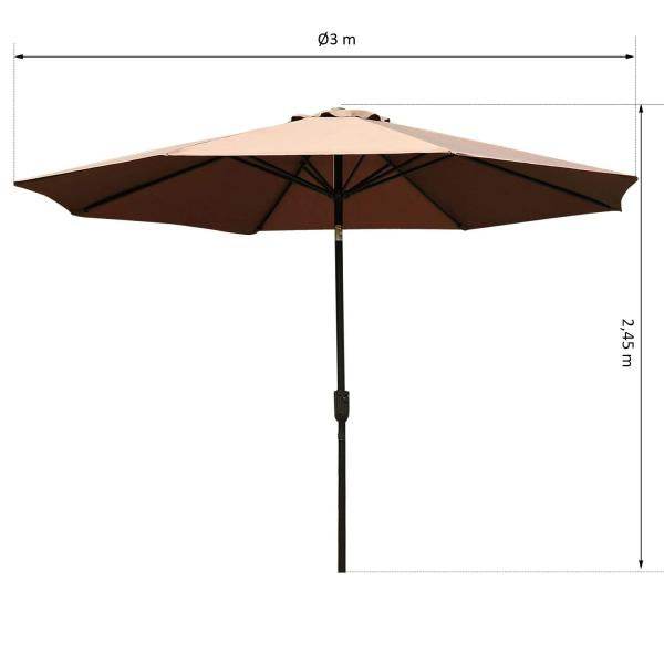 Sonnenschirm Knickschirm Gartenschirm mit Handkurbel Stahl 180/? Polyester Braun Ø3 x 2,45 m - Palo24