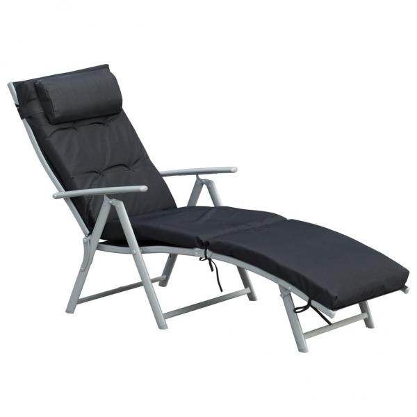 Sonnenliege Strandliege Gartenliege 7-stufig Verstellbar Klappbar Metall Schwarz - Palo24