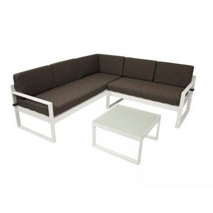 Lounge Set ARESE, Aluminium weiss, Polster dunkelgrau - Palo24